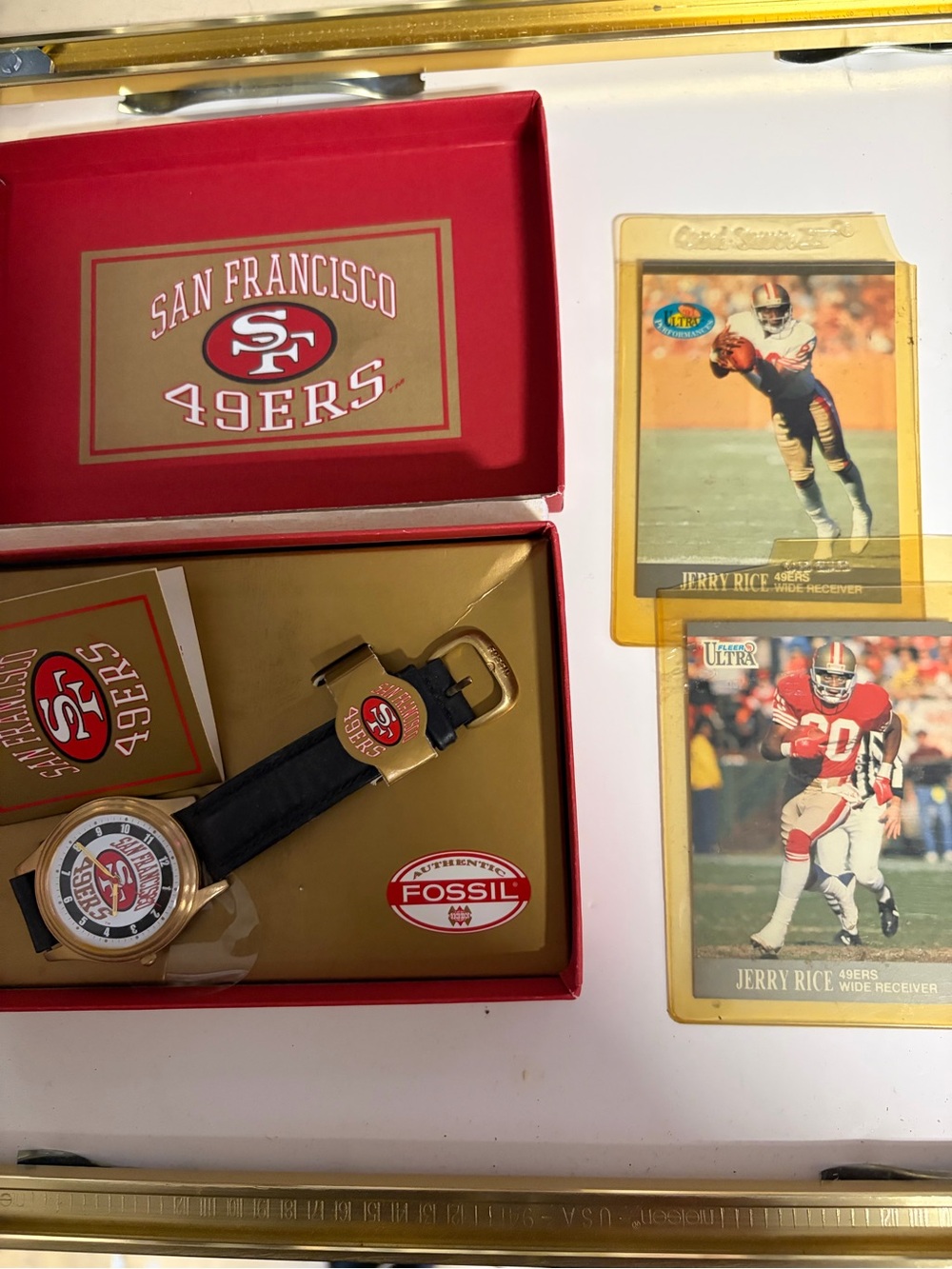 Fossil San Francisco 49ers Red, Gold and Black Logo Watch with Cards